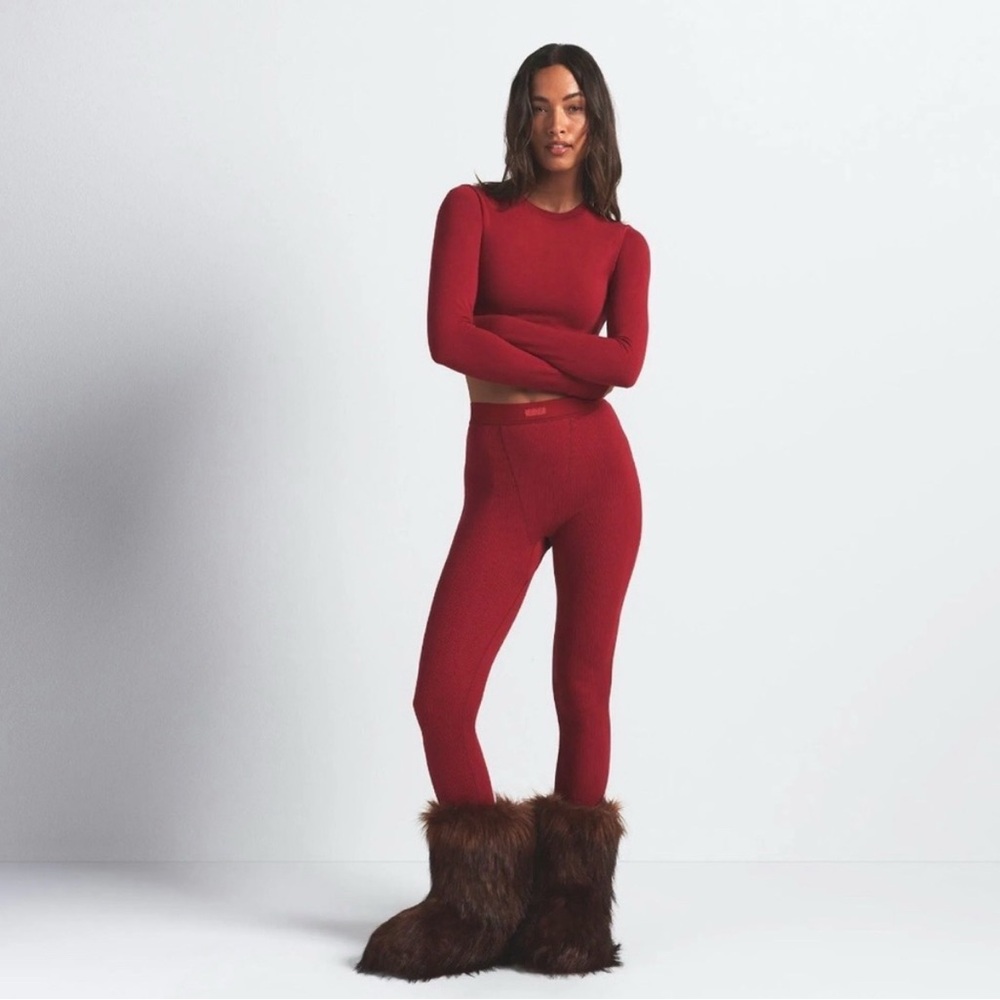 Skims Faux Fur Chunky Slip On Boot in Cocoa Brown Limited Edition NWOT
